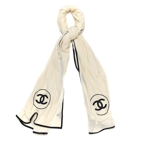 chanel scarf white and black|chanel cashmere wool cc scarf.